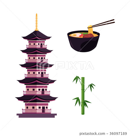 vector flat japanese symbols set 36097189