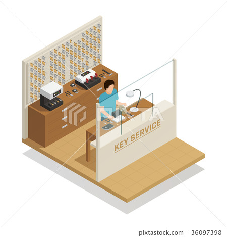 Key Service Isometric Composition 36097398
