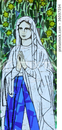 Virgin Mary, stained glass Virgin Mary, stained glass 36097894