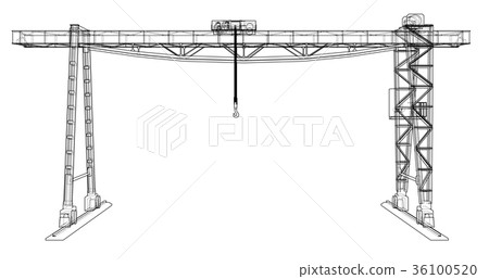Gantry crane. Wire-frame. Vector EPS10 format Gantry crane. Wire-frame. Vector EPS10 format 36100520