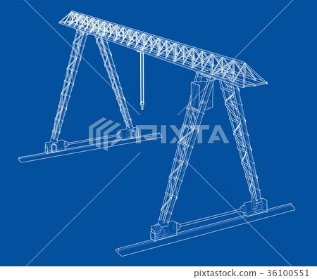 Gantry crane. Wire-frame. Vector EPS10 format Gantry crane. Wire-frame. Vector EPS10 format 36100551