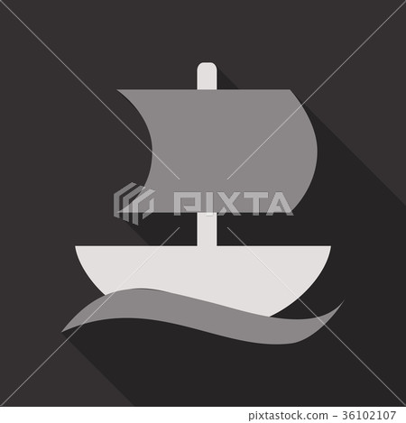 isolated sailboat icon flat style with shadow 36102107