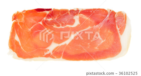 Slice of jamon isolated on white background Slice of jamon isolated on white background 36102525
