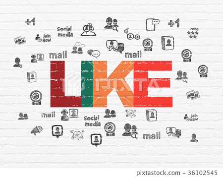 Social network concept: Like on wall background Social network concept: Like on wall background 36102545