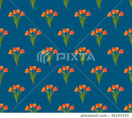 Orange Tulip on Indigo Blue Background Orange Tulip on Indigo Blue Background 36103583
