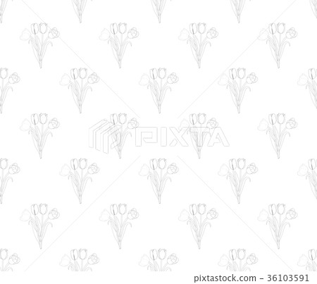Tulip Seamless on White Background Tulip Seamless on White Background 36103591