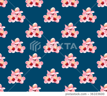 Momo Peach Flower Blossom Indigo Blue Background 36103600