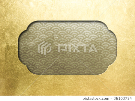 Frame gold _ blue sea wave (background material) thin gold Frame gold _ blue sea wave (background material) thin gold 36103754