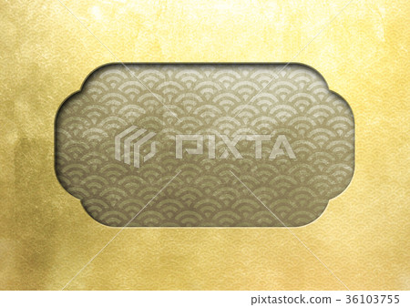 Frame gold _ blue sea wave (background material) thin gold 36103755