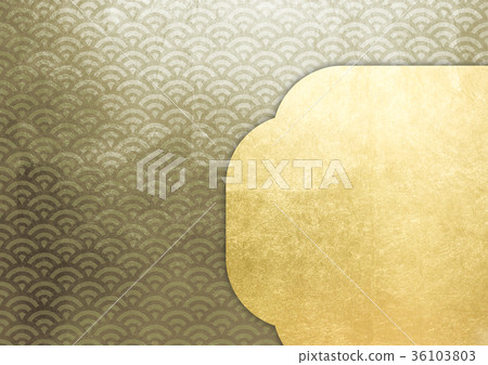Frame _ foil (background material) gold _ thin gold (blue sea wave) Frame _ foil (background material) gold _ thin gold (blue sea wave) 36103803