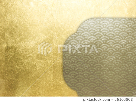 框架_箔（背景材料）金_薄金（藍海波） 36103808