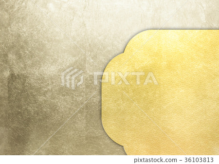 Frame _ foil (background material) gold _ thin gold (blue sea wave) Frame _ foil (background material) gold _ thin gold (blue sea wave) 36103813