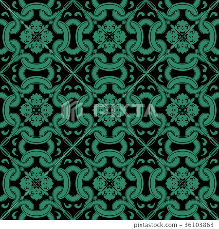 Antique seamless retro green pattern background 36103863