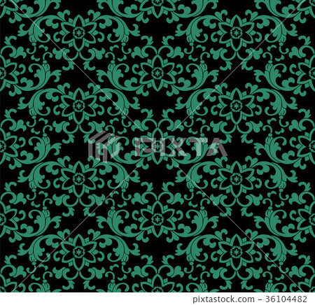 Antique seamless retro green pattern background 36104482