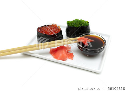 Japanese food isolated on white background. 36104838