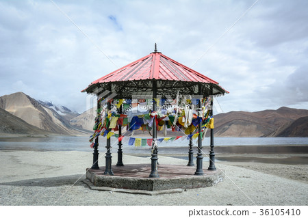 Relaxing house with many Tibetan praying flags 36105410