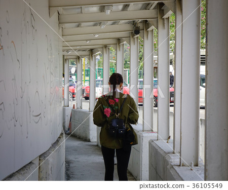 People on old street in Hong Kong 36105549