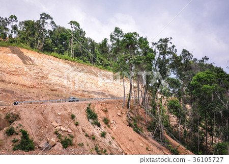 Mountain road with green forest Mountain road with green forest 36105727