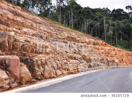 Mountain road with green forest 36105729