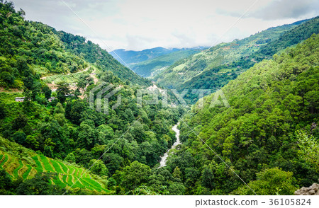 Mountain scenery in Kingdoom of Bhutan Mountain scenery in Kingdoom of Bhutan 36105824
