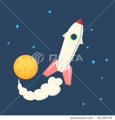 Spaceship in space, vector illustration 36106798