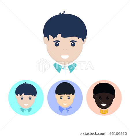 Set icons with european,asian,african american boy Set icons with european,asian,african american boy 36106850