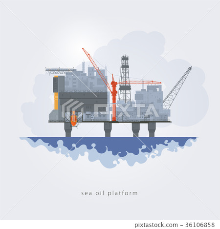 Sea oil platform, vector illustration Sea oil platform, vector illustration 36106858