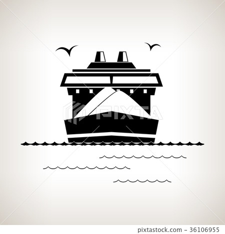 Silhouette cargo ship on a light background  36106955