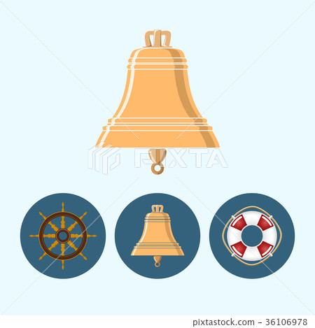 Set icons with bell, lifebuoy , ship wheel Set icons with bell, lifebuoy , ship wheel 36106978