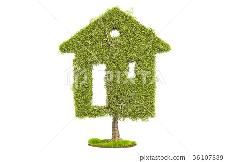 Tree in the shape of home. Ecological house Tree in the shape of home. Ecological house 36107889