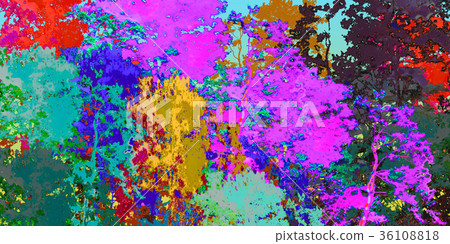Digital painting texture  colorful of  big tree. 36108818