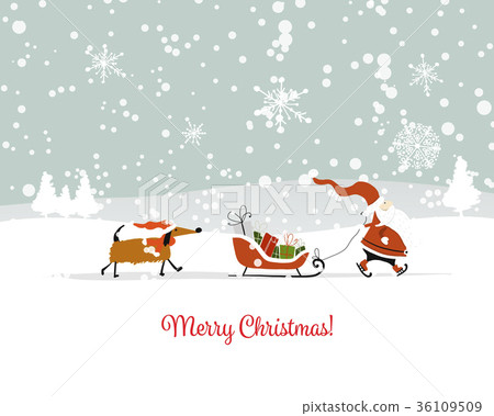 Santa Claus with dog, symbol of 2018. Christmas 36109509