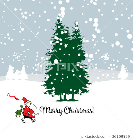 Santa Claus in winter forest. Christmas card 36109539