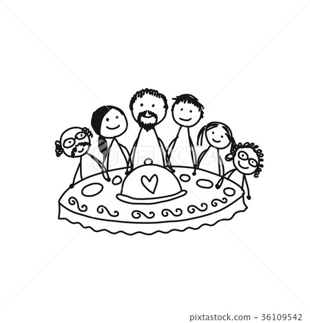 Family together have a dinner. Sketch for your Family together have a dinner. Sketch for your 36109542