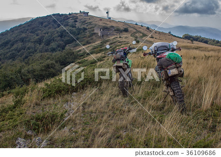 Enduro journey with dirt bike high in the 36109686