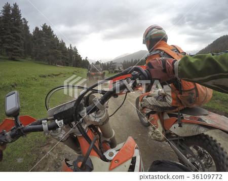 Enduro journey with dirt bike high in the 36109772