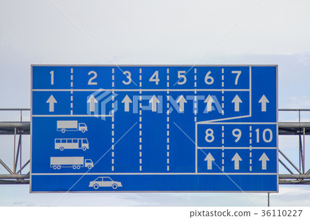 Sign of the car runway symbol with blue background 36110227