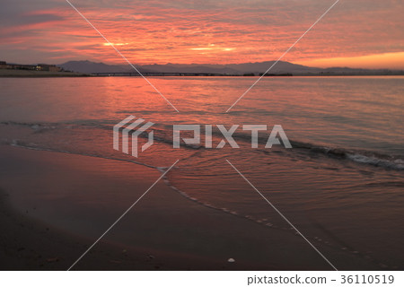 在德島阿南市岸的岸的日落 36110519