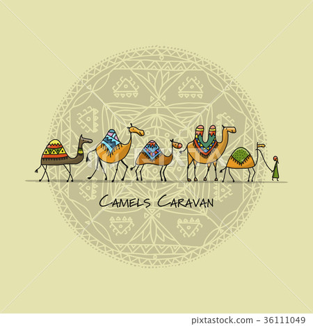 Camels caravan, sketch for your design Camels caravan, sketch for your design 36111049