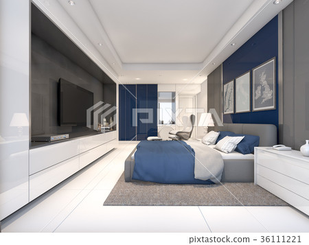 Luxury Bedroom with Navy color ideas ,3d rendering 36111221