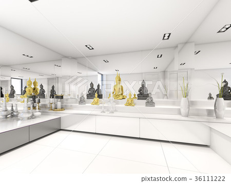 White prayer room , 3d rendering