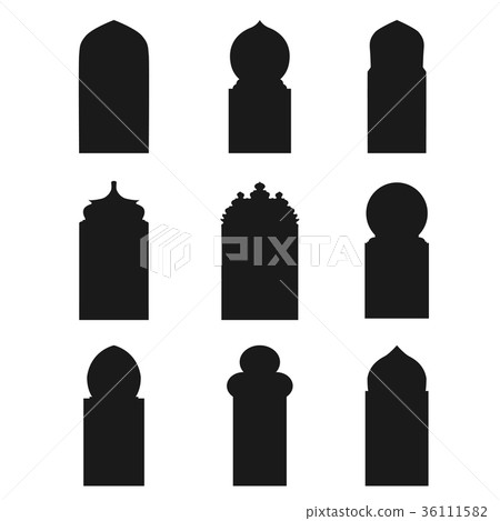 Arabic arch windows and doors , vector 36111582