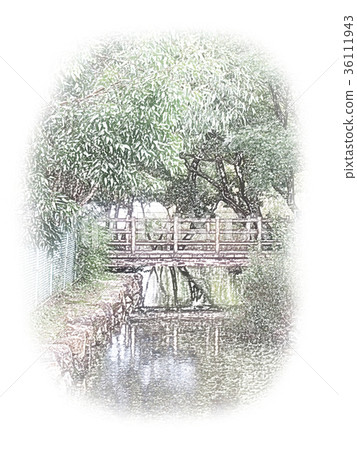 Wooden bridge in the pond Wooden bridge in the pond 36111943