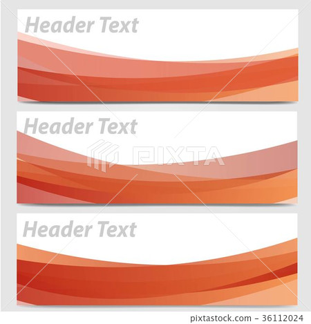 Vector set of abstract orange and red wave header  36112024