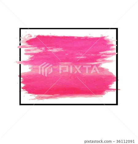 pink water color brush strokes in black frame 36112091