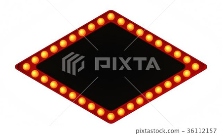 Red Marquee light board sign retro on white  36112157