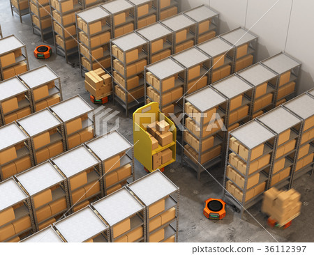 Automatic transport robot to transport luggage. Logistics support robot concept 36112397