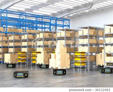 Automatic transport robot to transport luggage. Logistics support robot concept 36112401