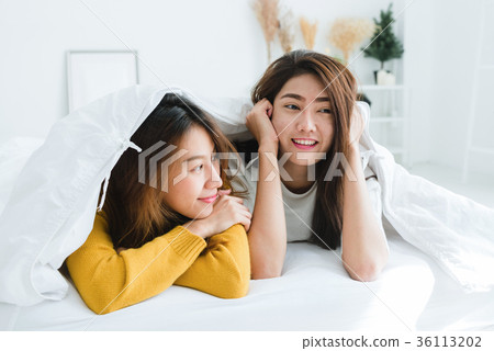 Beautiful young asian women lesbian happy couple. Beautiful young asian women lesbian happy couple. 36113202