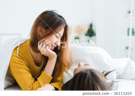 Beautiful young asian women lesbian happy couple. Beautiful young asian women lesbian happy couple. 36113203